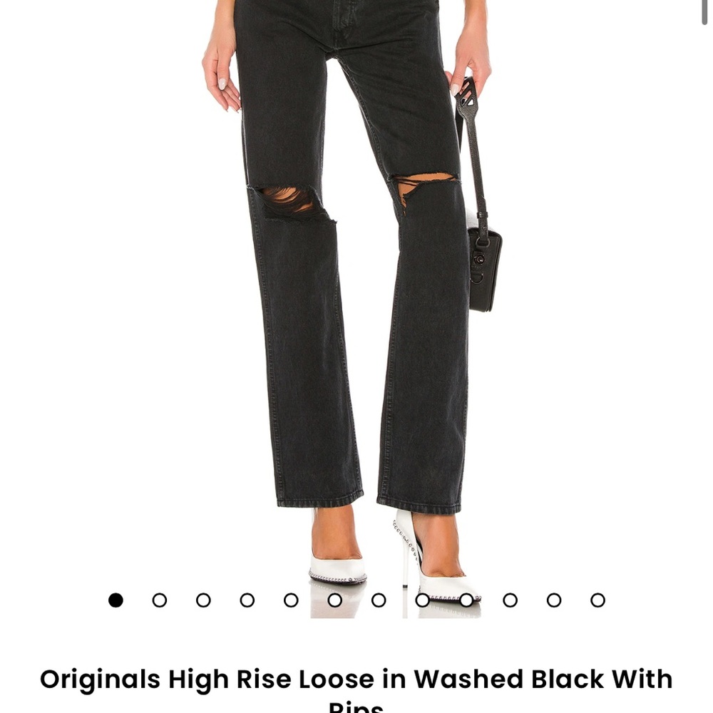 Re/done high rise loose jeans in washed black